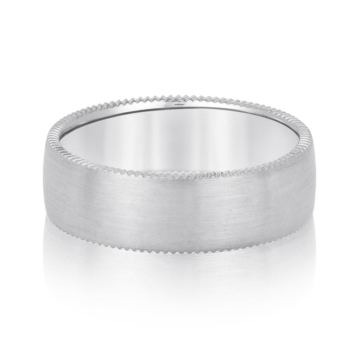 Men's Waved Wedding Band - Yellow & White Gold