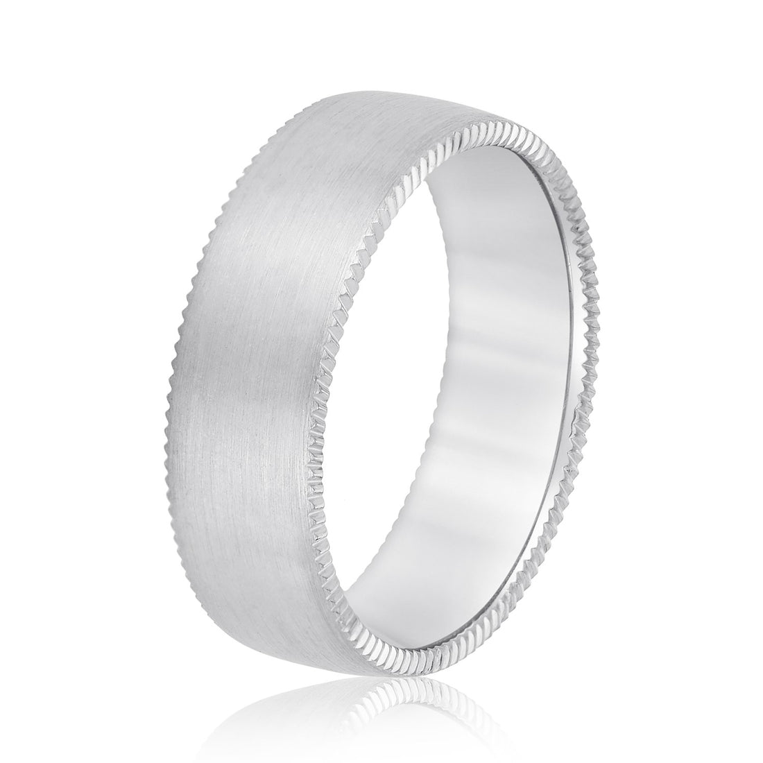 Men's Waved Wedding Band - Yellow & White Gold