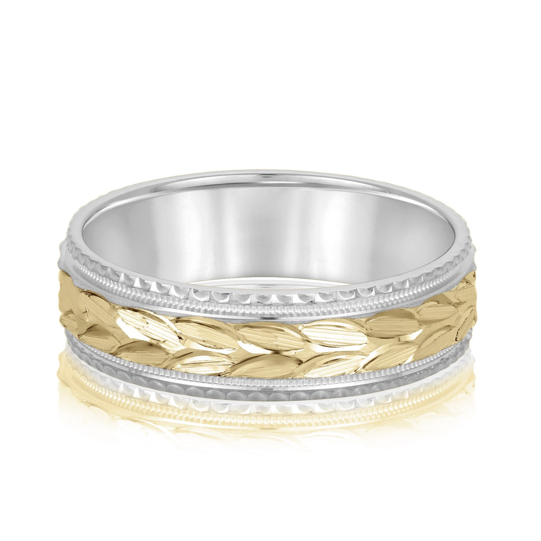 Men’s Tungsten Wedding Band – White & Yellow Gold