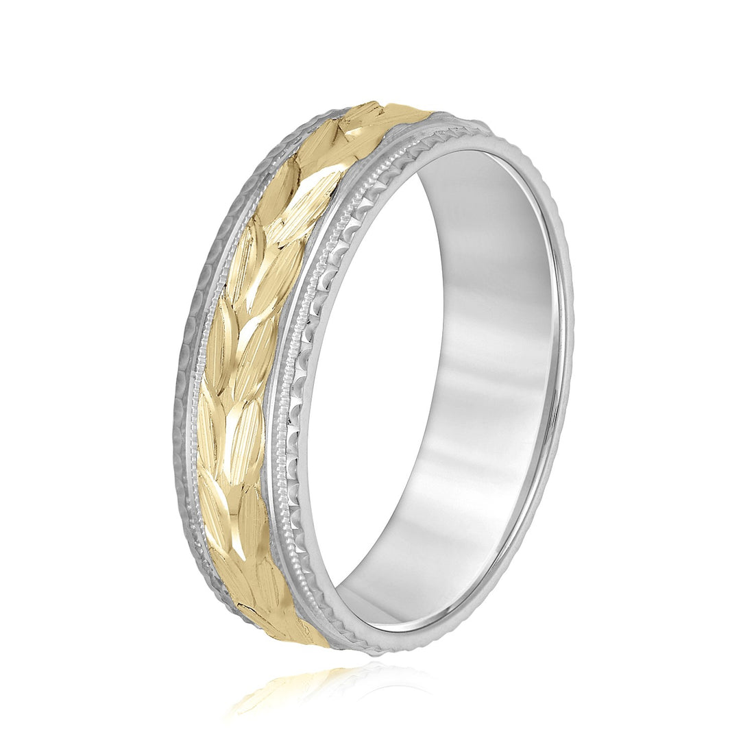 Men’s Tungsten Wedding Band – White & Yellow Gold