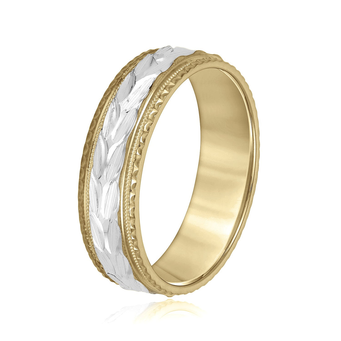 Men’s Tungsten Wedding Band – White & Yellow Gold