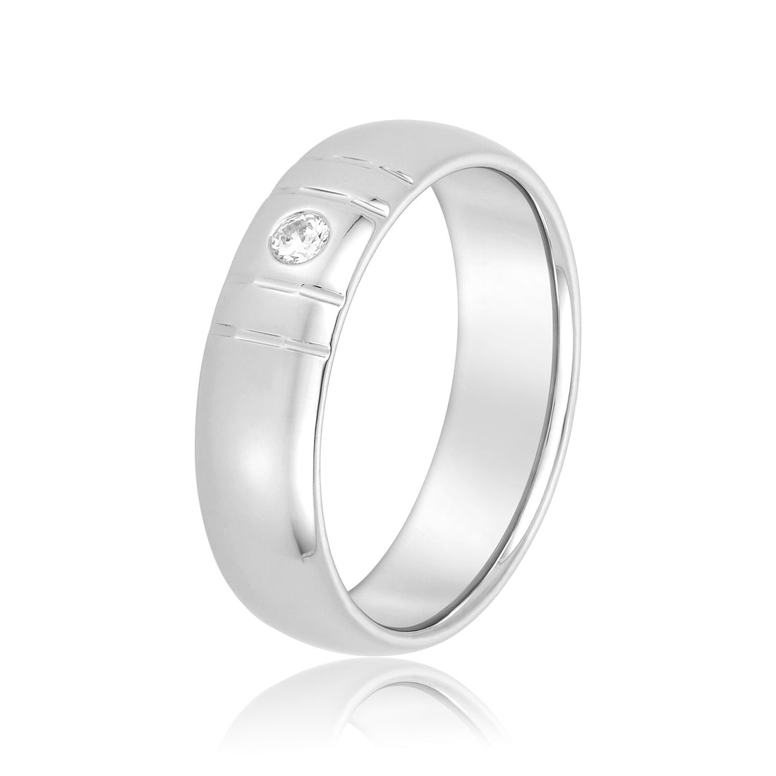 Men's Wedding Band with a Round Cut Diamond