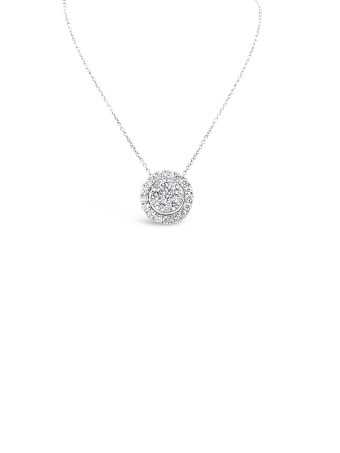 Round Halo Cluster Necklace