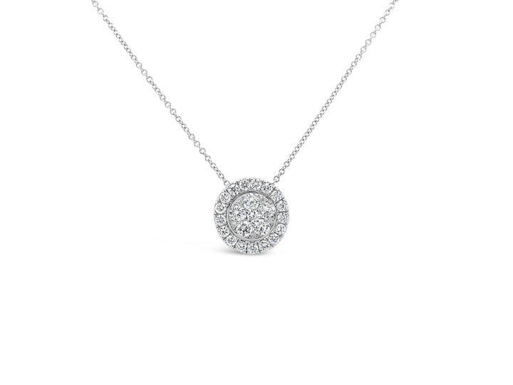 Round Halo Cluster Necklace