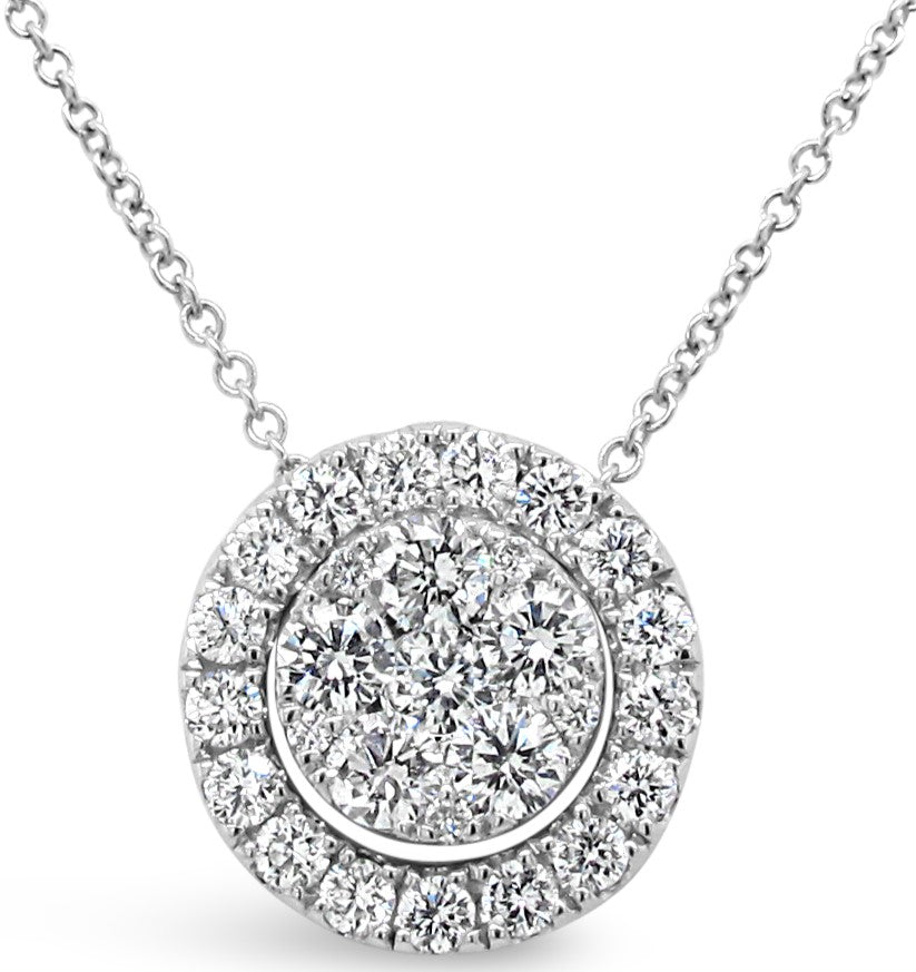 Round Halo Cluster Necklace