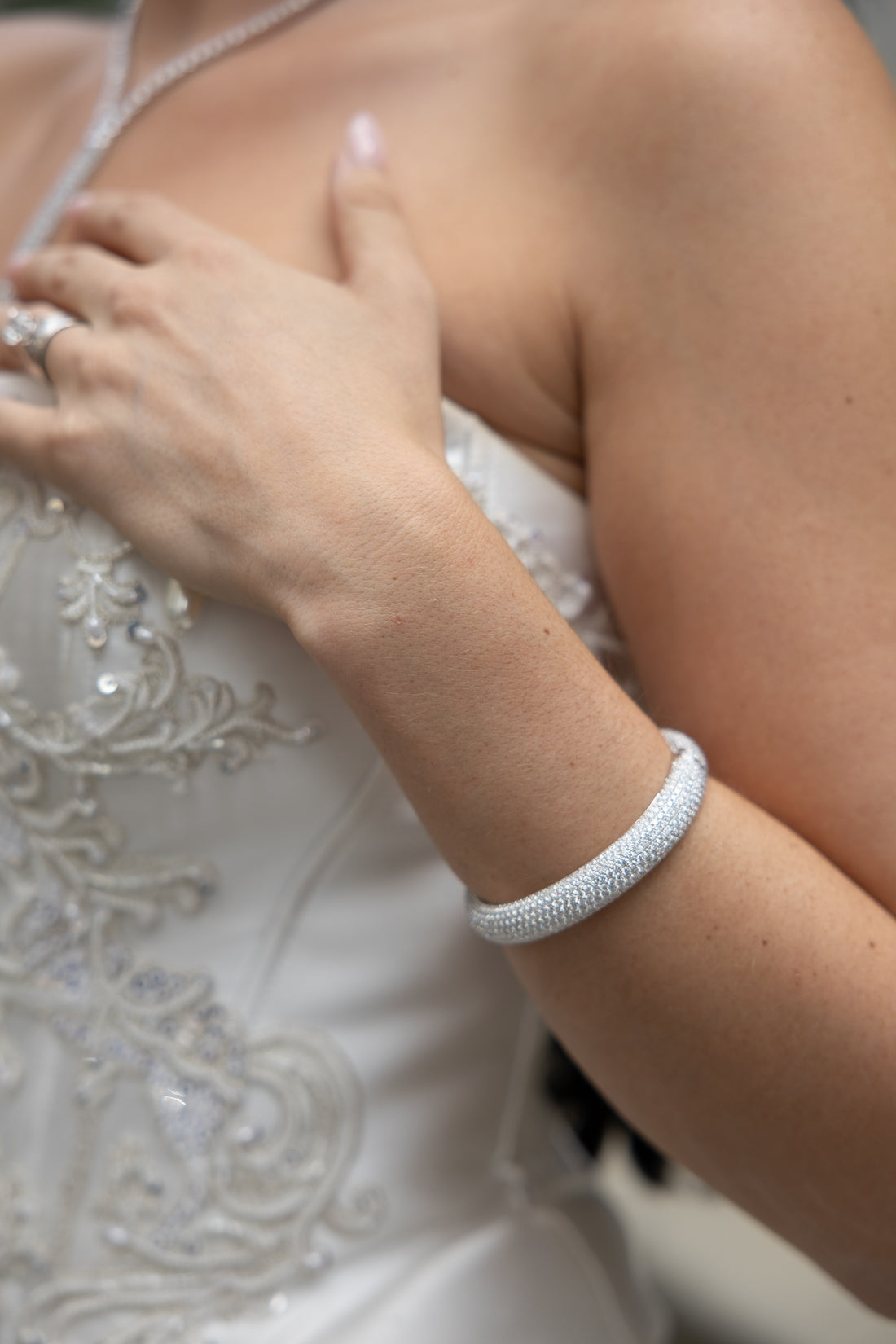7 Rows Diamonds Statement Bangle Bracelet for Sale