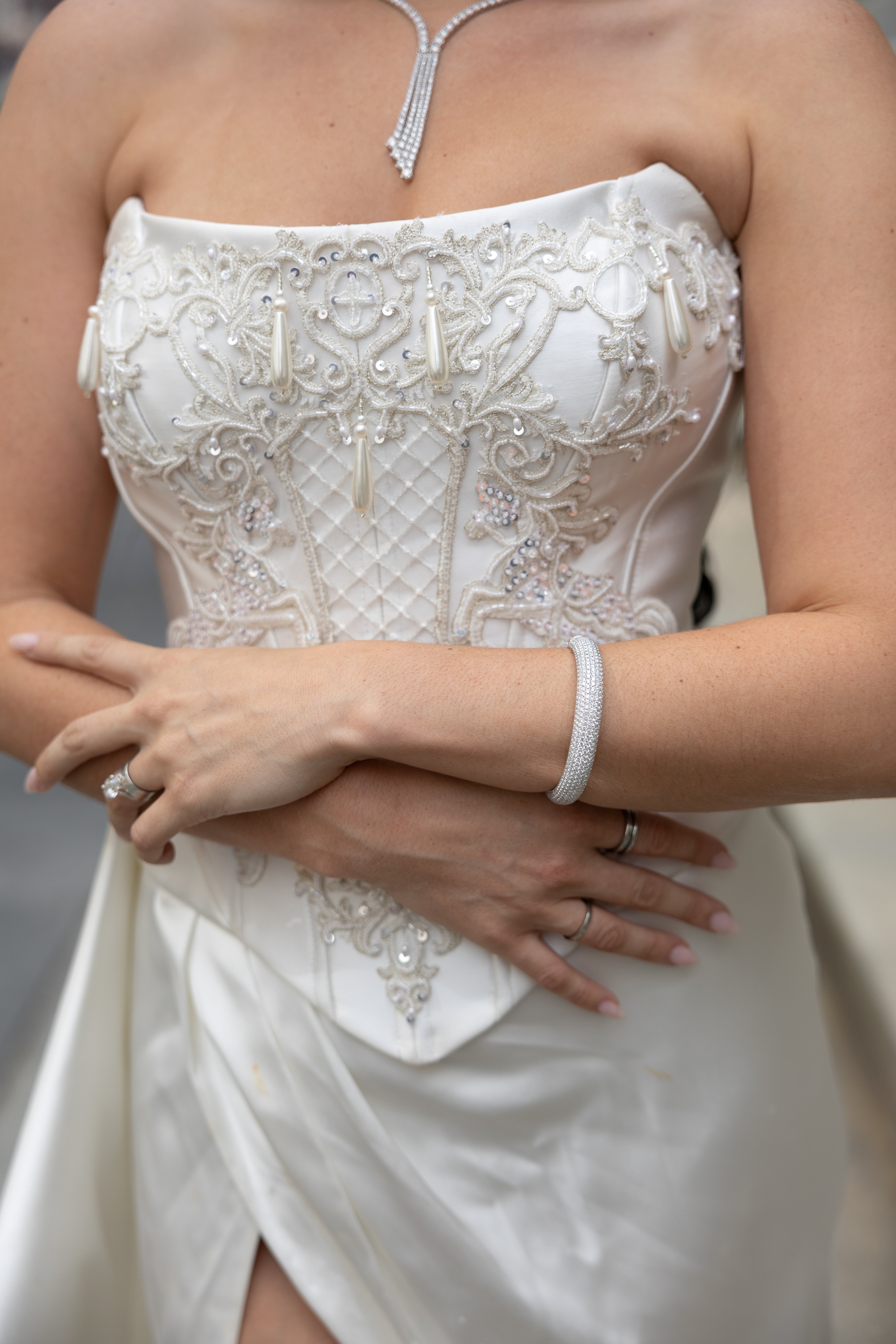 7 Rows Diamonds Statement Bangle Bracelet for Sale