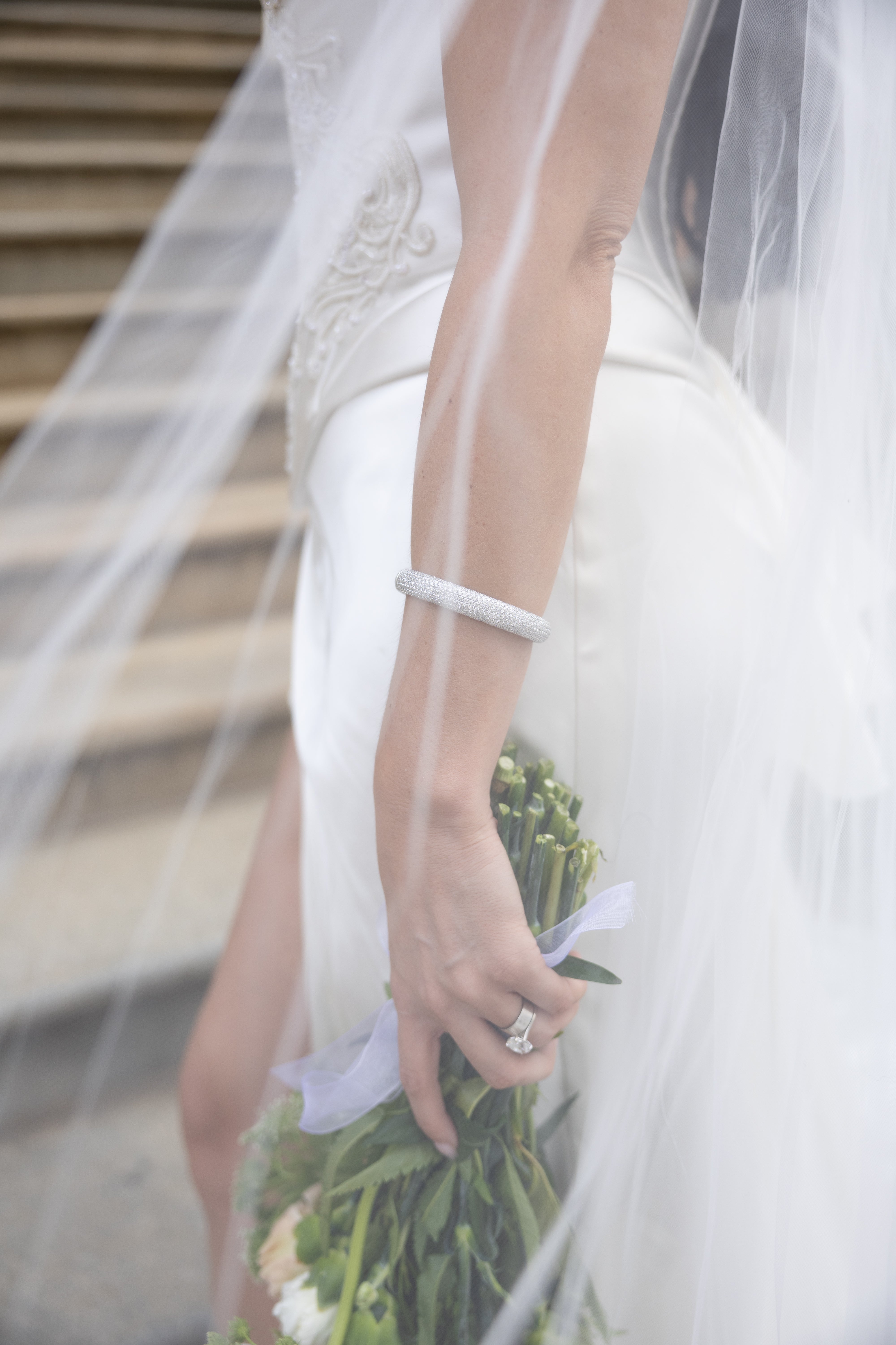 7 Rows Diamonds Statement Bangle Bracelet for Sale