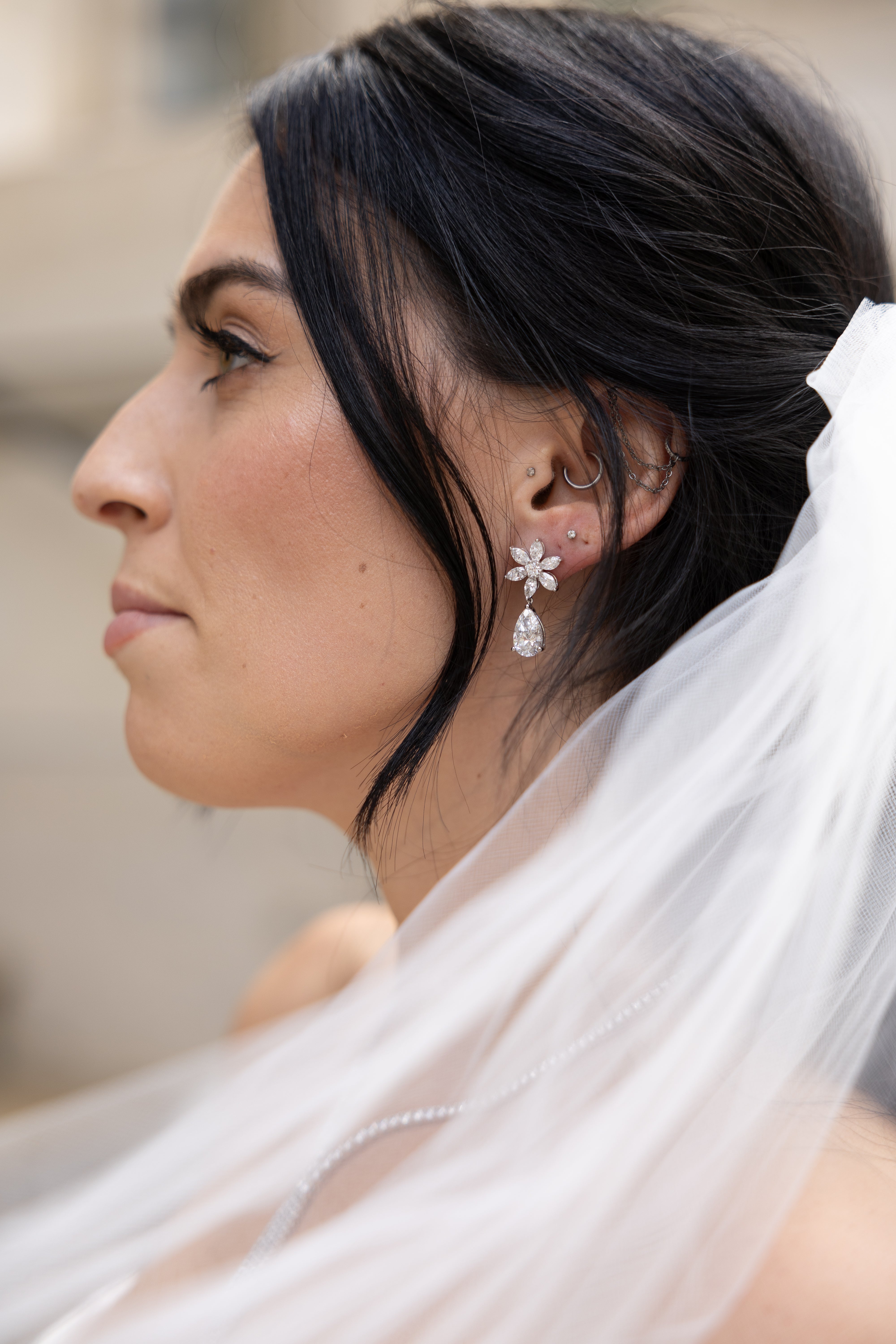 Drop Marquise Flower Earrings for Sale