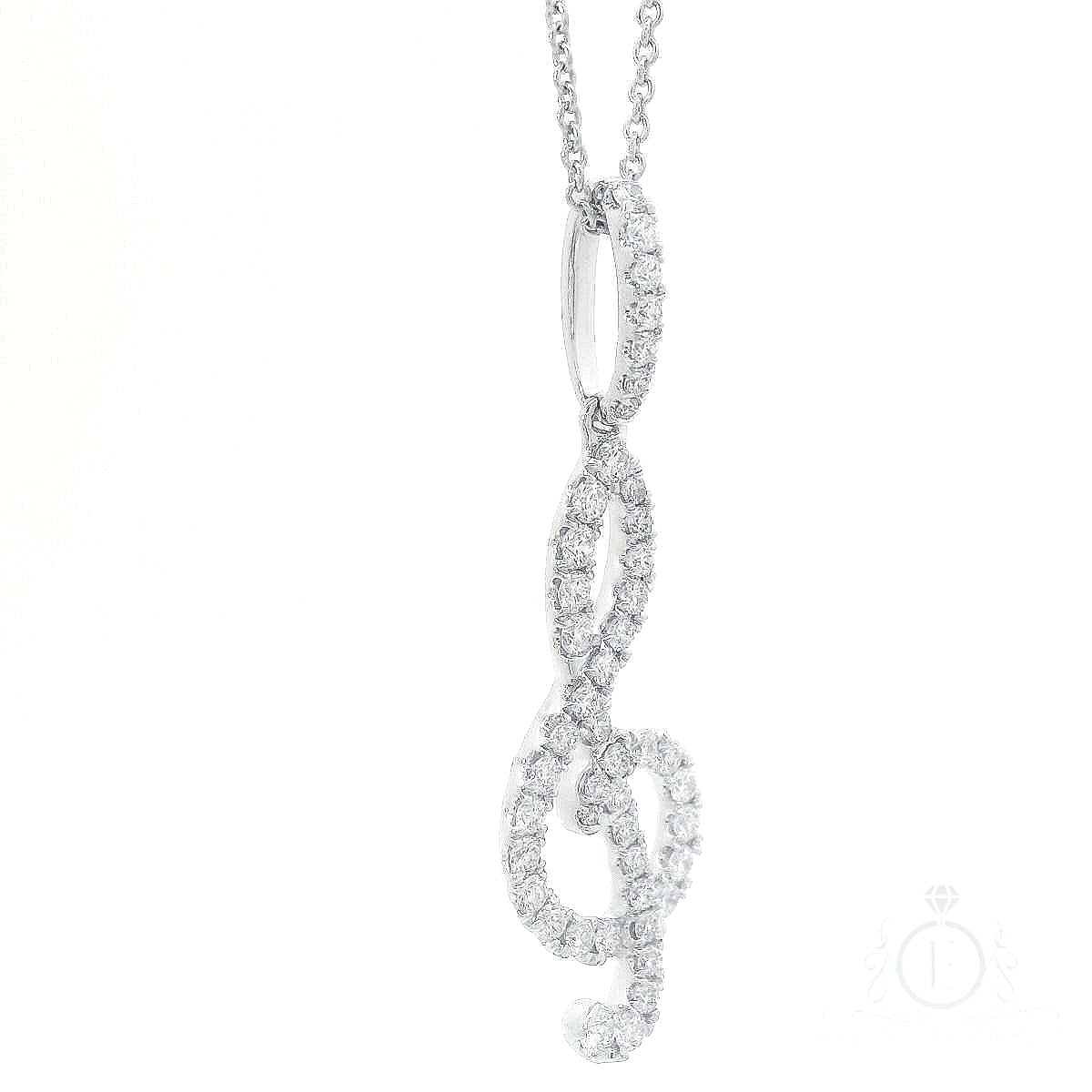 Diamonds Treble Clef Pendant Necklace