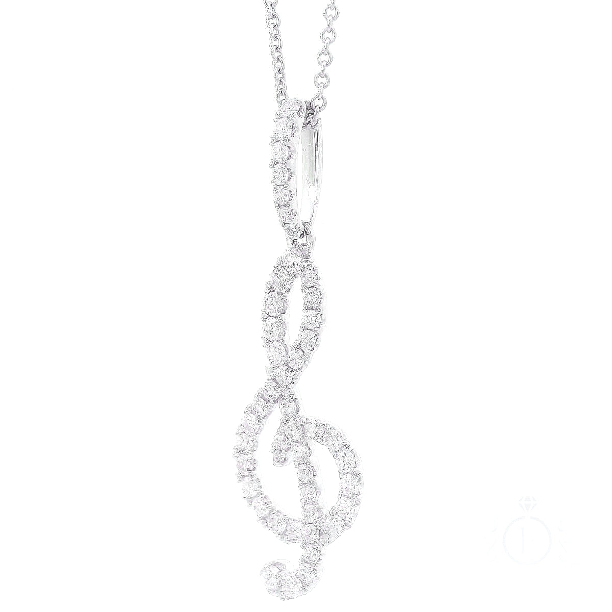 Diamonds Treble Clef Pendant Necklace
