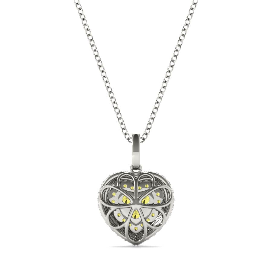 Two Tone Hear Shape Diamonds Pendant Necklace - Elgrissy Diamonds