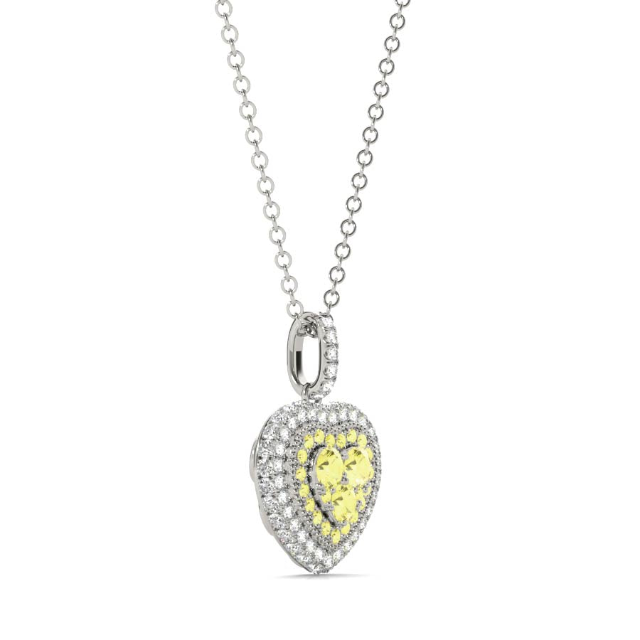 Two Tone Hear Shape Diamonds Pendant Necklace - Elgrissy Diamonds