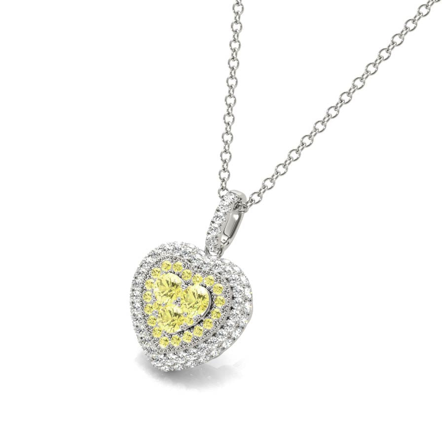 Two Tone Hear Shape Diamonds Pendant Necklace - Elgrissy Diamonds