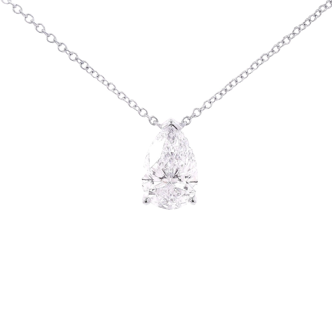 14k Solitaire Pear Diamond Pendant