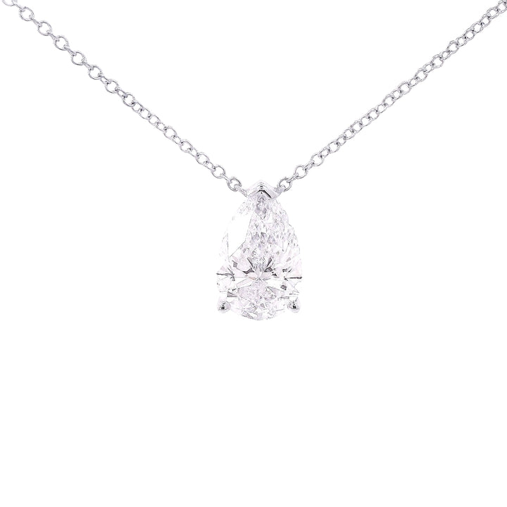14k Solitaire Pear Diamond Pendant