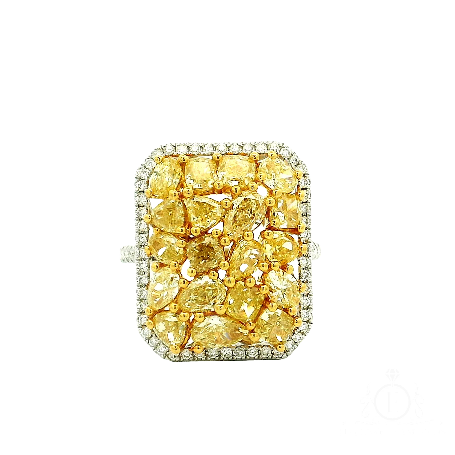 Antique Fancy Yellow Radiant Cocktail Ring