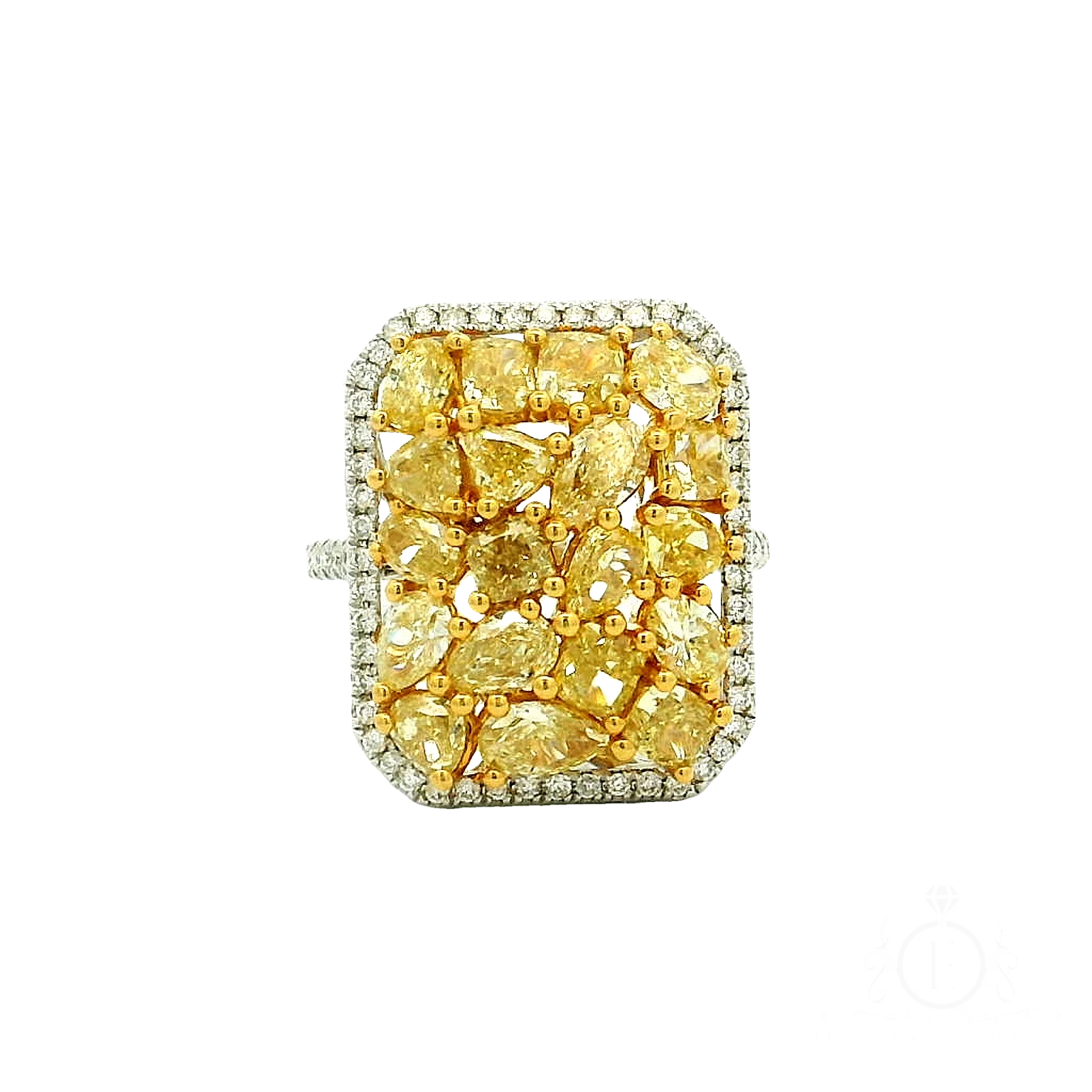 Antique Fancy Yellow Radiant Cocktail Ring