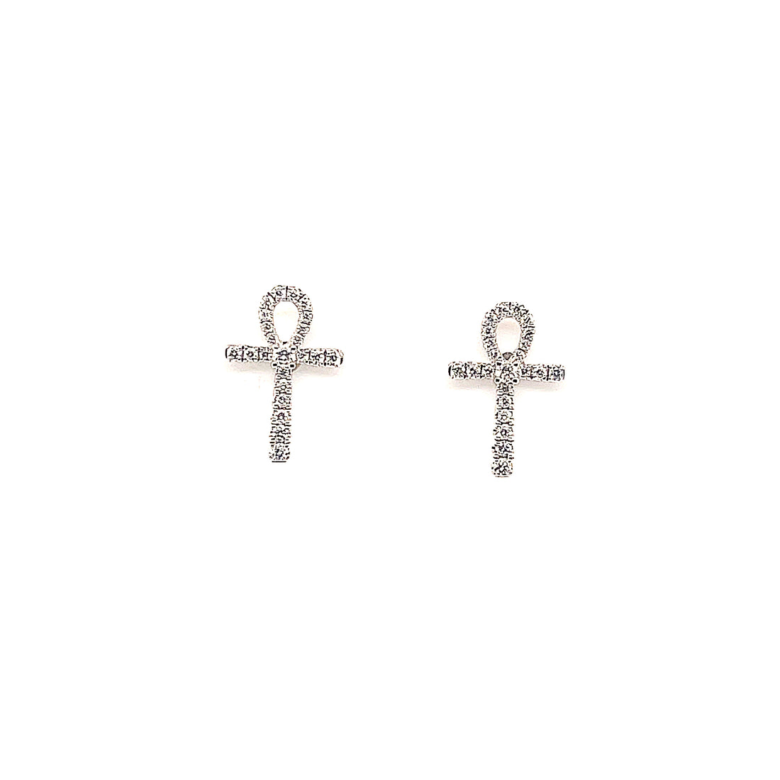 Ankh Diamonds Cross Studs