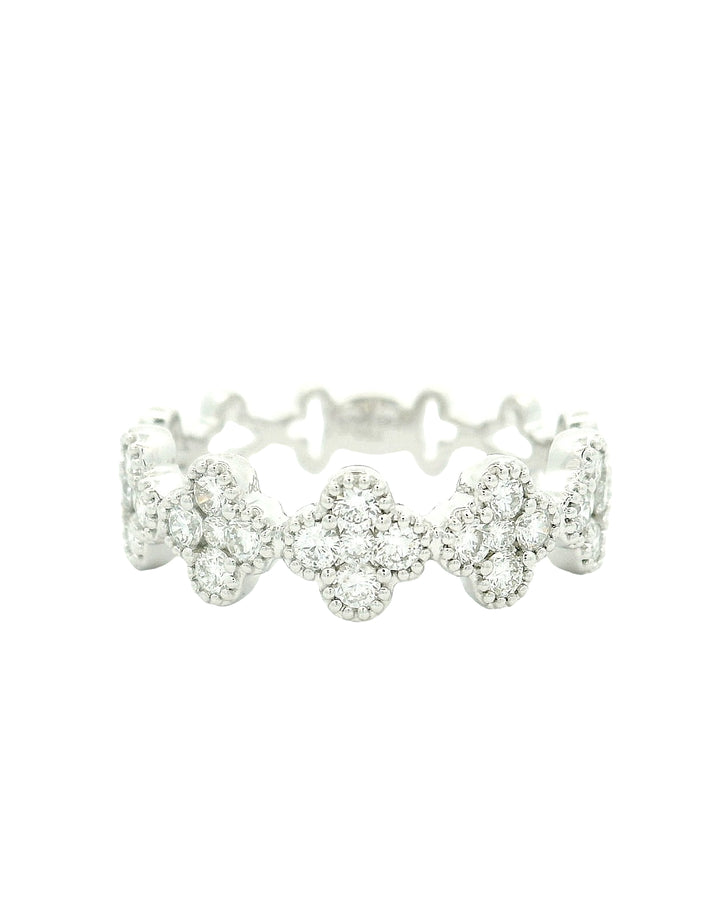 14k Lab Grown Rose Gold Clover Stackable Ring