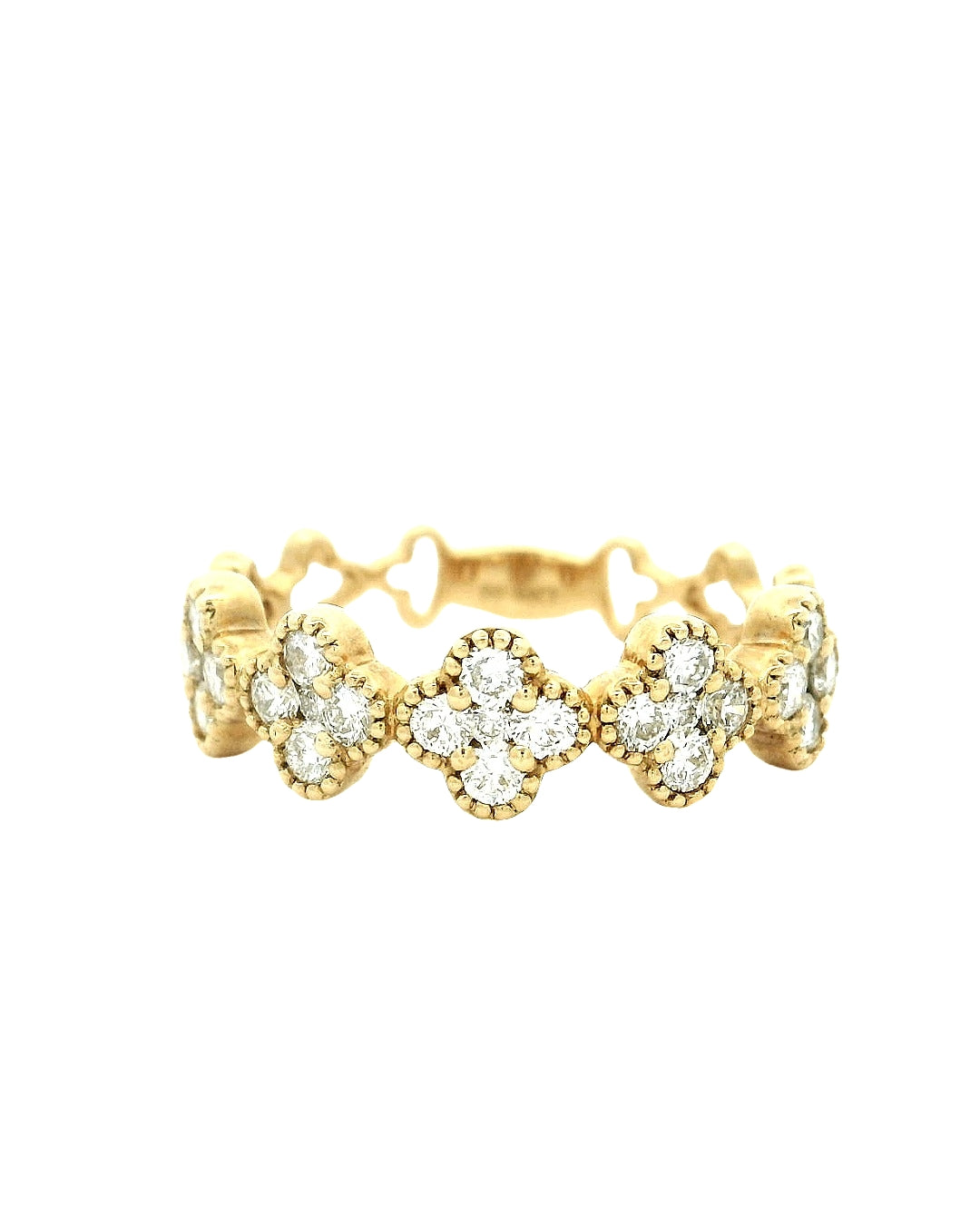 14k Lab Grown Rose Gold Clover Stackable Ring