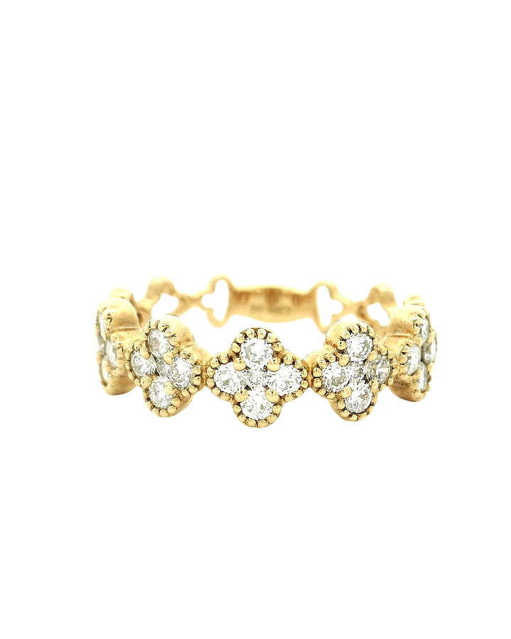 14k Lab Grown Rose Gold Clover Stackable Ring