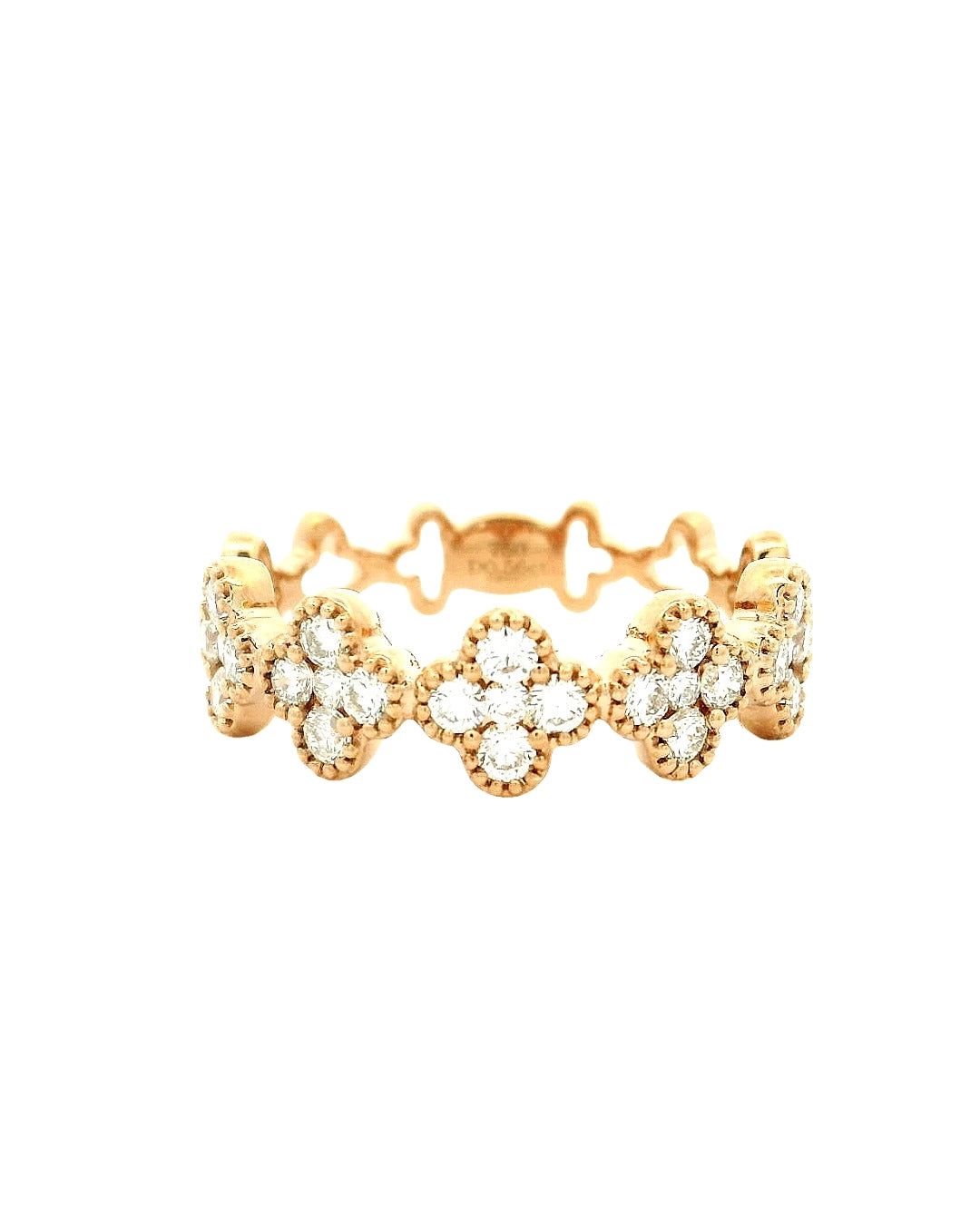 14k Lab Grown Rose Gold Clover Stackable Ring