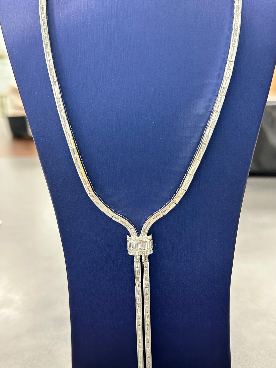 Modern Baguette Lariat Necklace - Elgrissy Diamonds