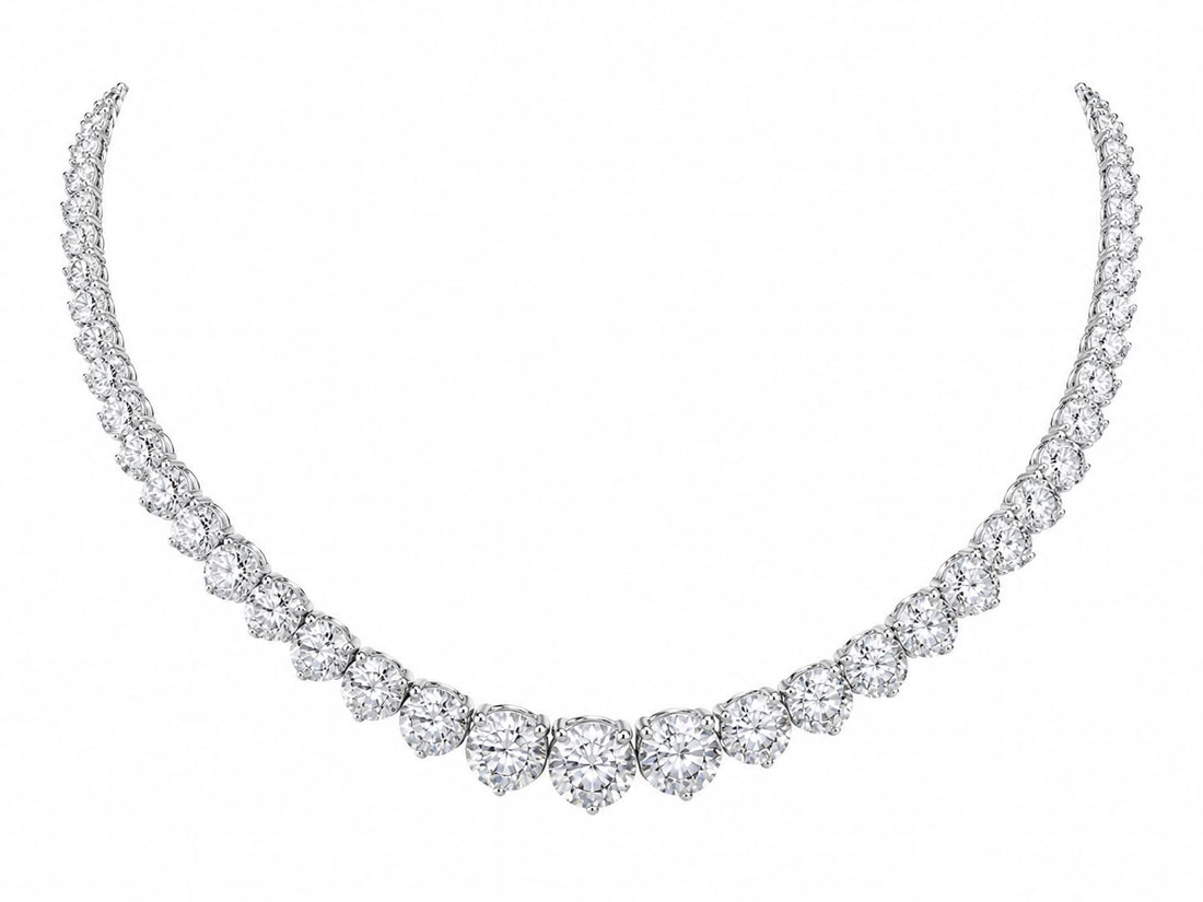 14k White Gold Extra Large Graduate Necklace (26.51 ct.tw.) For Sale