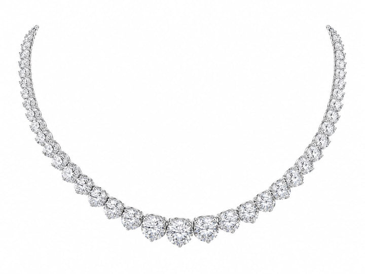 14k White Gold Extra Large Graduate Necklace (26.51 ct.tw.) For Sale