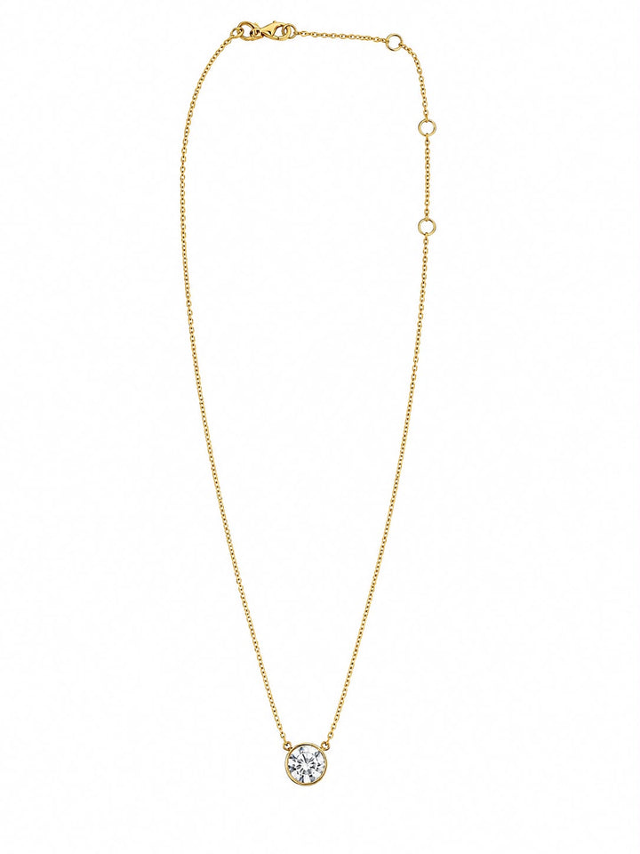 14k Yellow Gold Lab Grown Diamond Solitaire Round Pendant wth bezel (2.01 ctw)