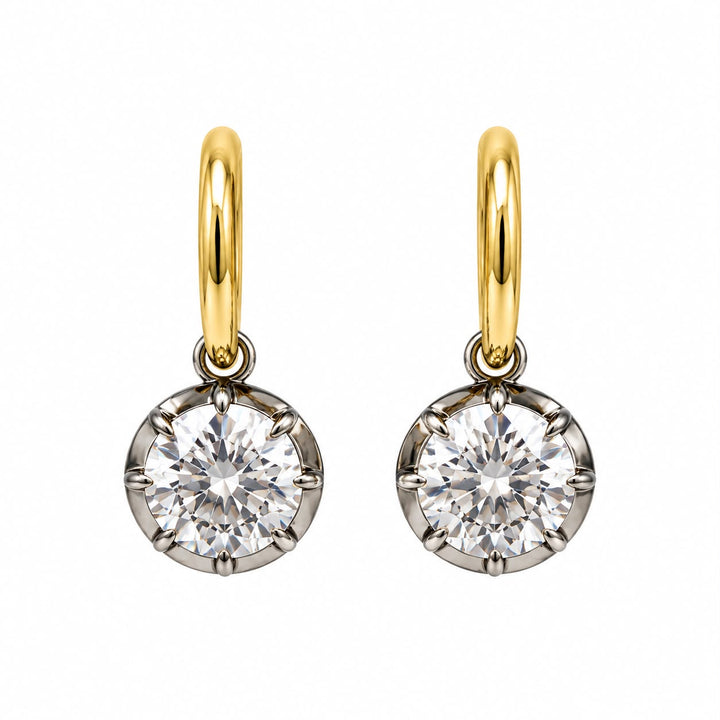 14k YG Round Drop Black Rhodium Earrings (3.02ctw)