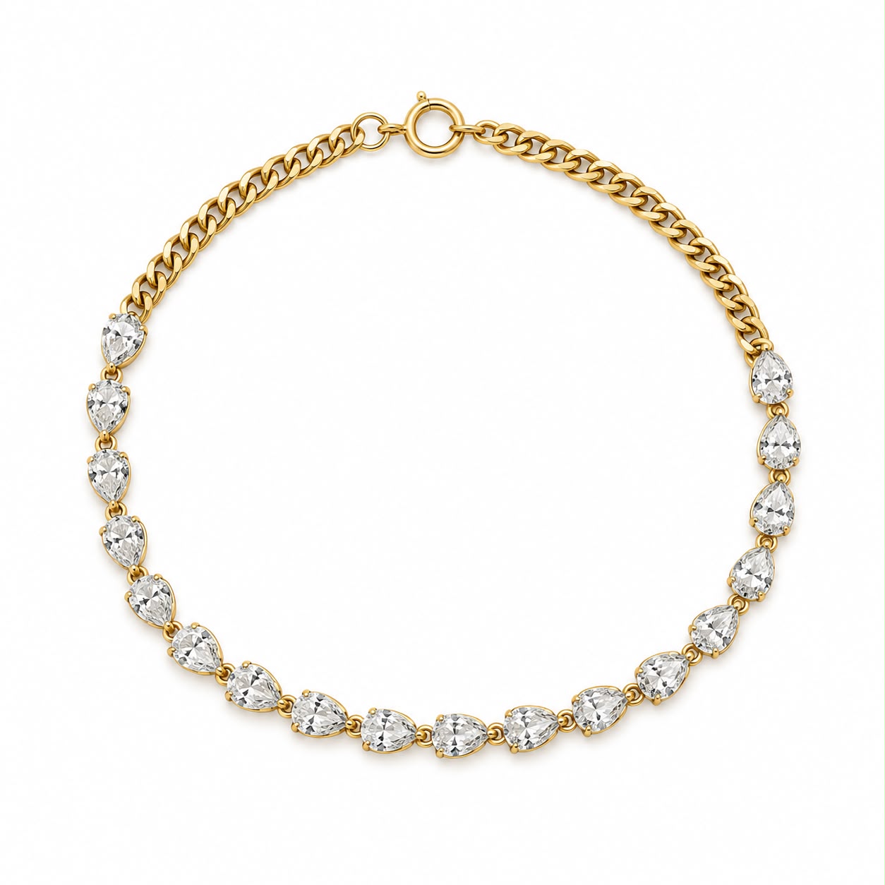 14k Yellow Gold Pear Shape Lab Grown Diamond Bracelet