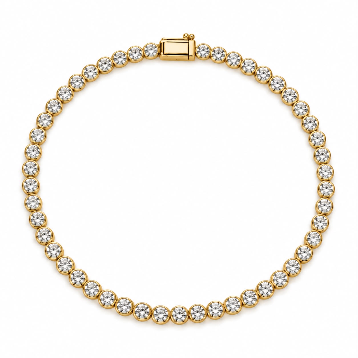14k Yellow Gold Round Shape Lab Grown Diamond Bracelet with Bezel