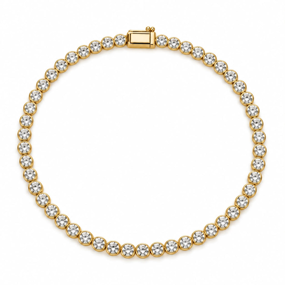 14k Yellow Gold Round Shape Lab Grown Diamond Bracelet with Bezel