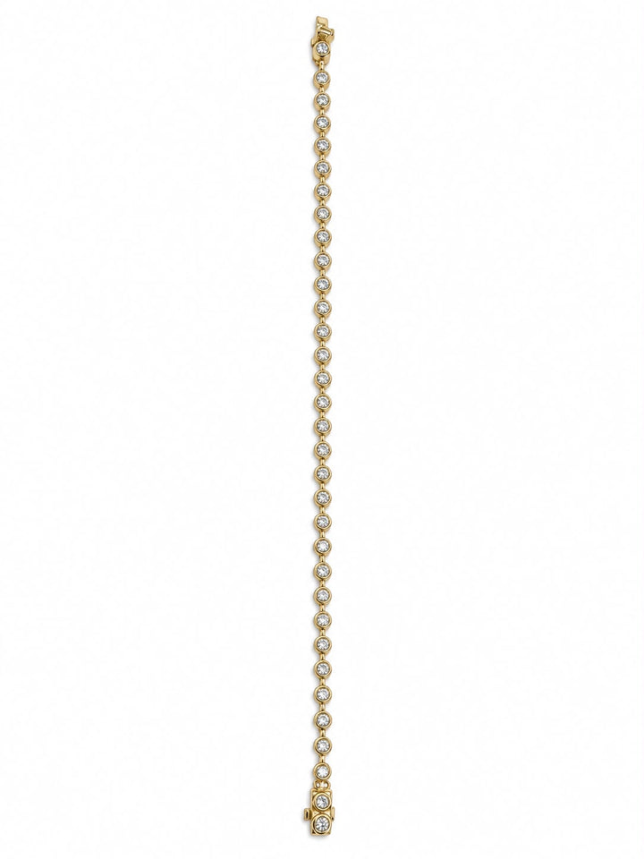 14K Yellow Gold Bezel Round Shape Lab Grown Diamond Bracelet