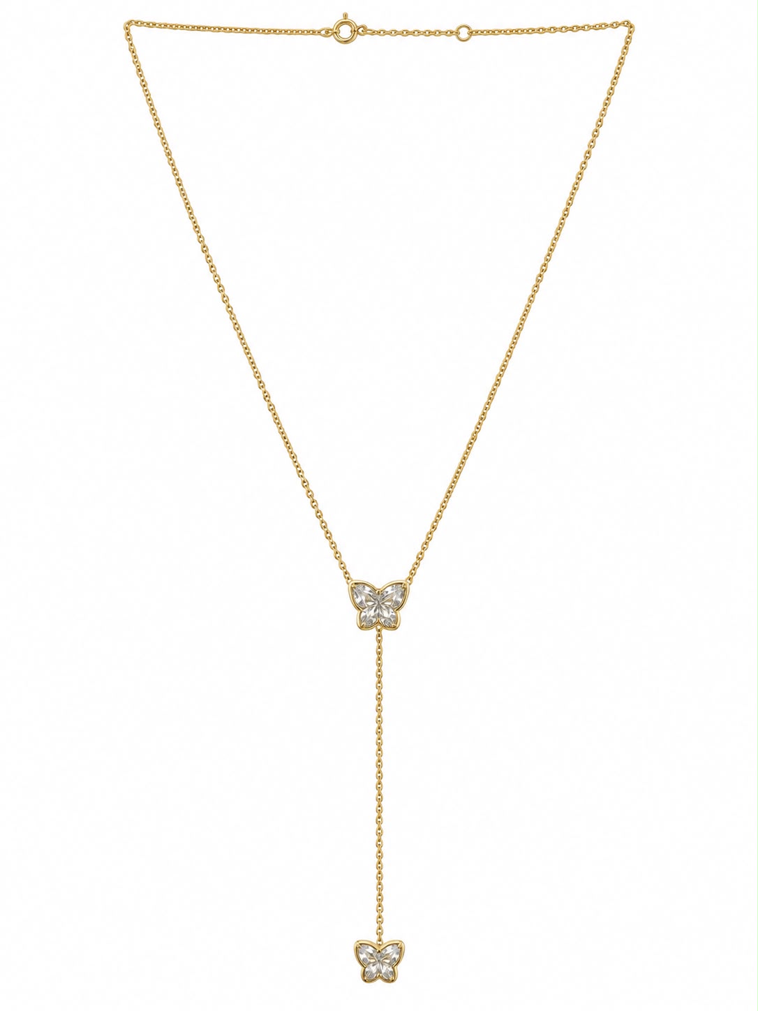 14k YG Bezel Lab Grown Diamond Drop Butterfly Necklace
