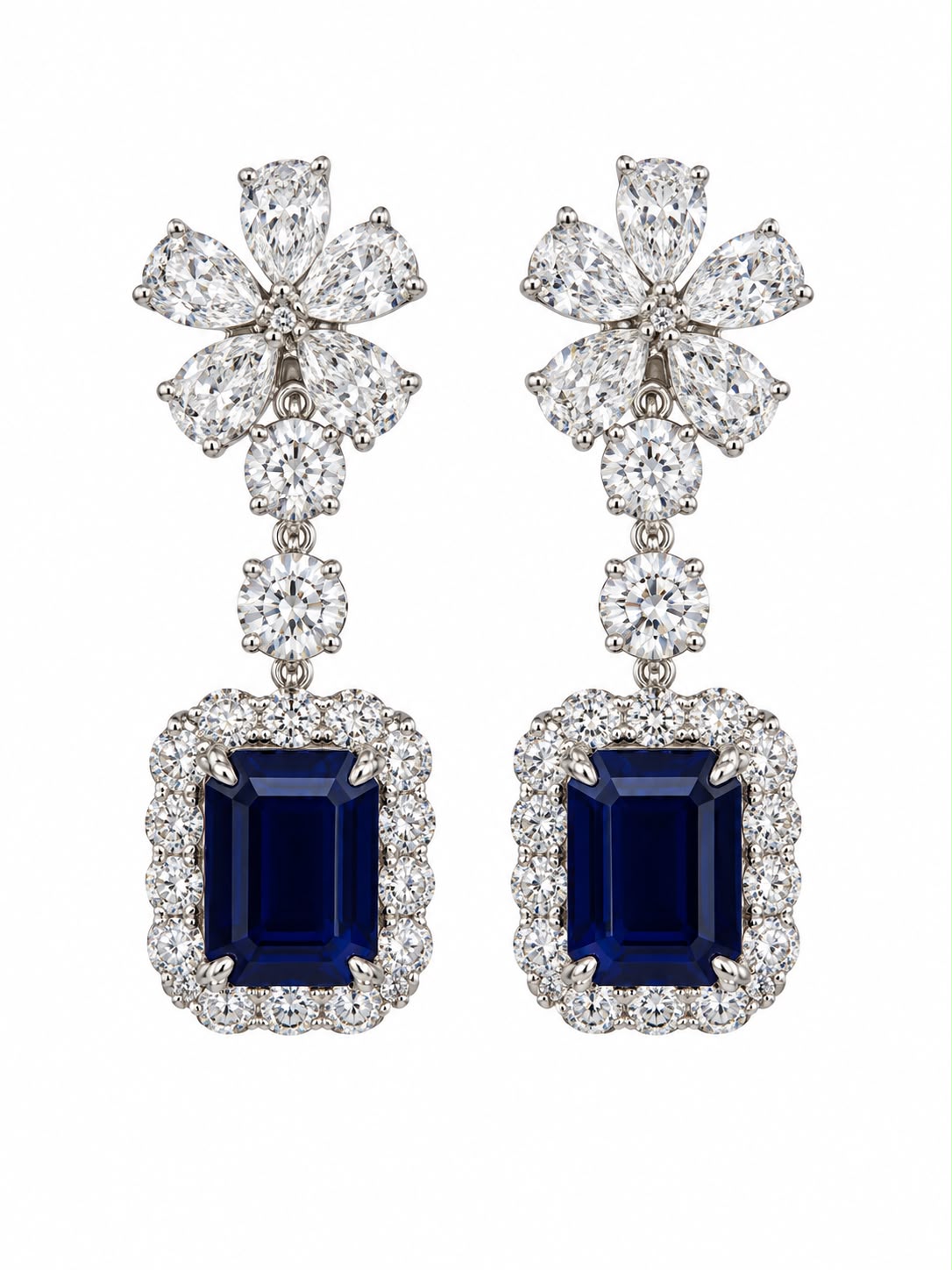 14K WG Sapphire Drop Earrings