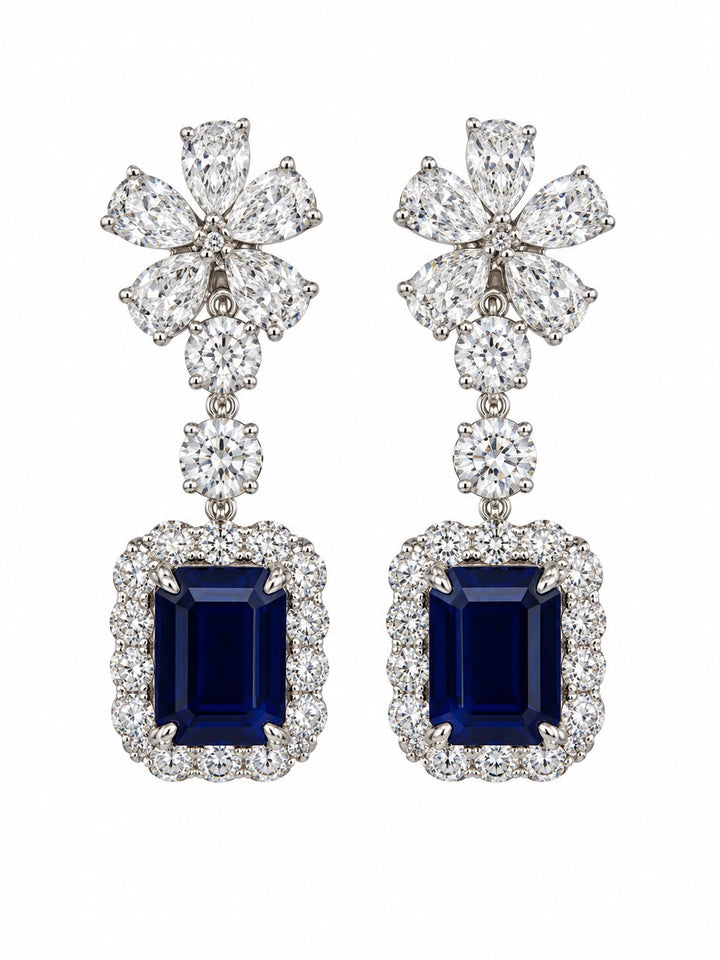 14K WG Sapphire Drop Earrings