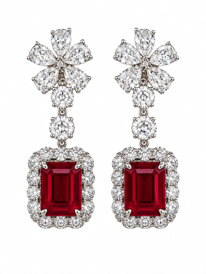 14K WG Ruby Drop Earrings