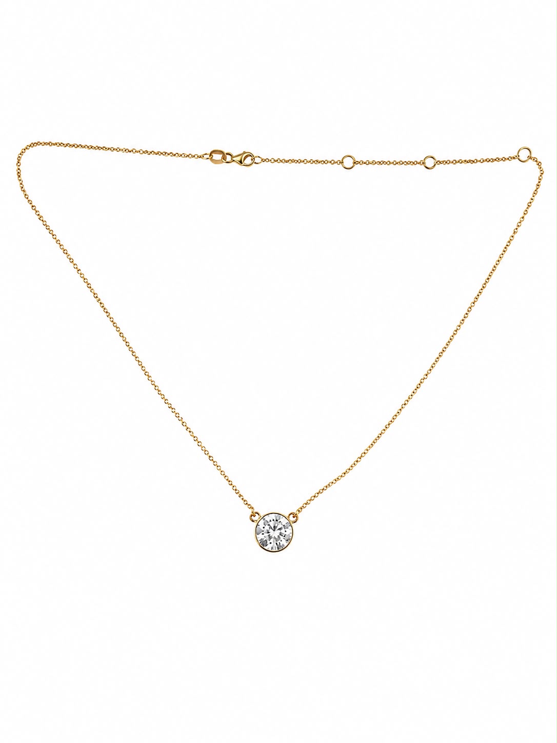14k Yellow Gold Lab Grown Diamond Solitaire Round Pendant wth bezel (2.01 ctw)