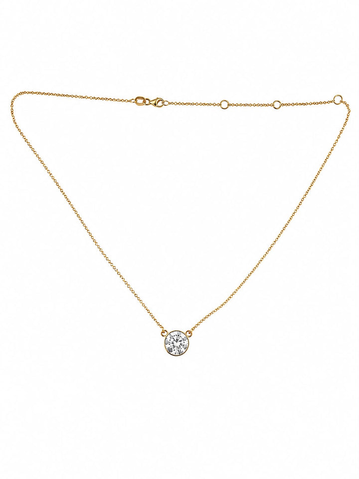 14k Yellow Gold Lab Grown Diamond Solitaire Round Pendant wth bezel (2.01 ctw)