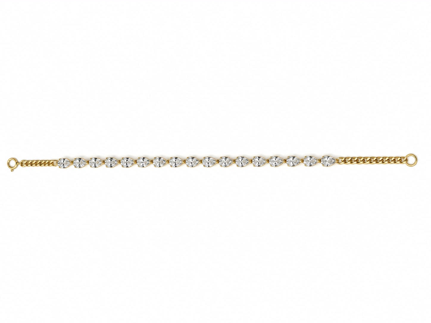 14k Yellow Gold Pear Shape Lab Grown Diamond Bracelet