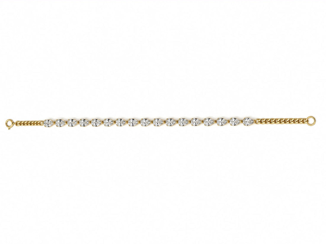 14k Yellow Gold Pear Shape Lab Grown Diamond Bracelet
