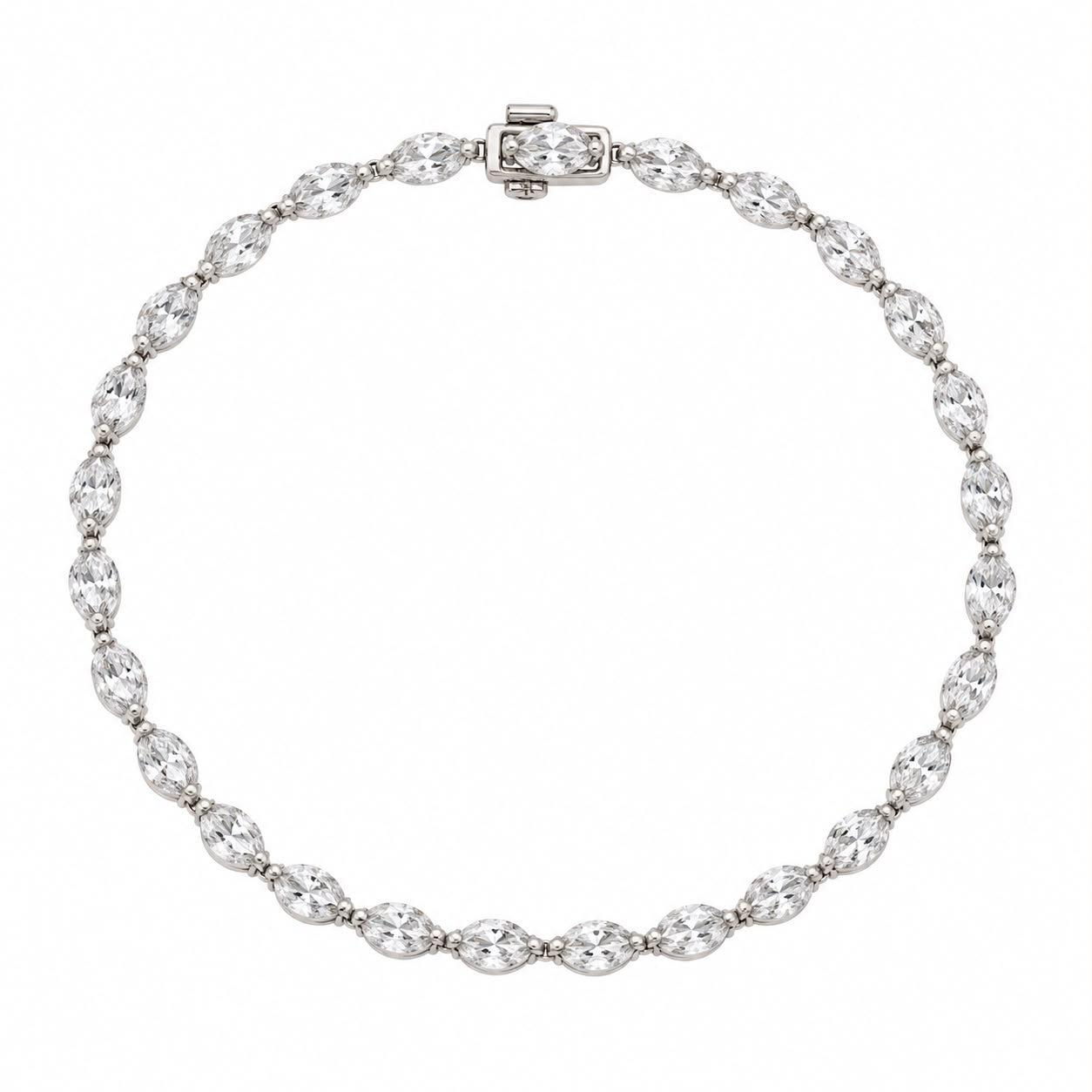 14k White Gold Marquise Shape Lab Grown Diamond Bracelet