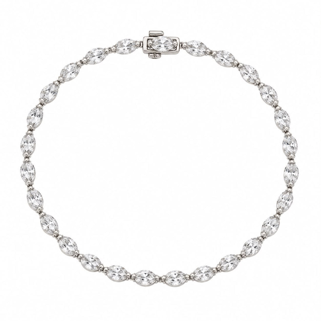 14k White Gold Marquise Shape Lab Grown Diamond Bracelet