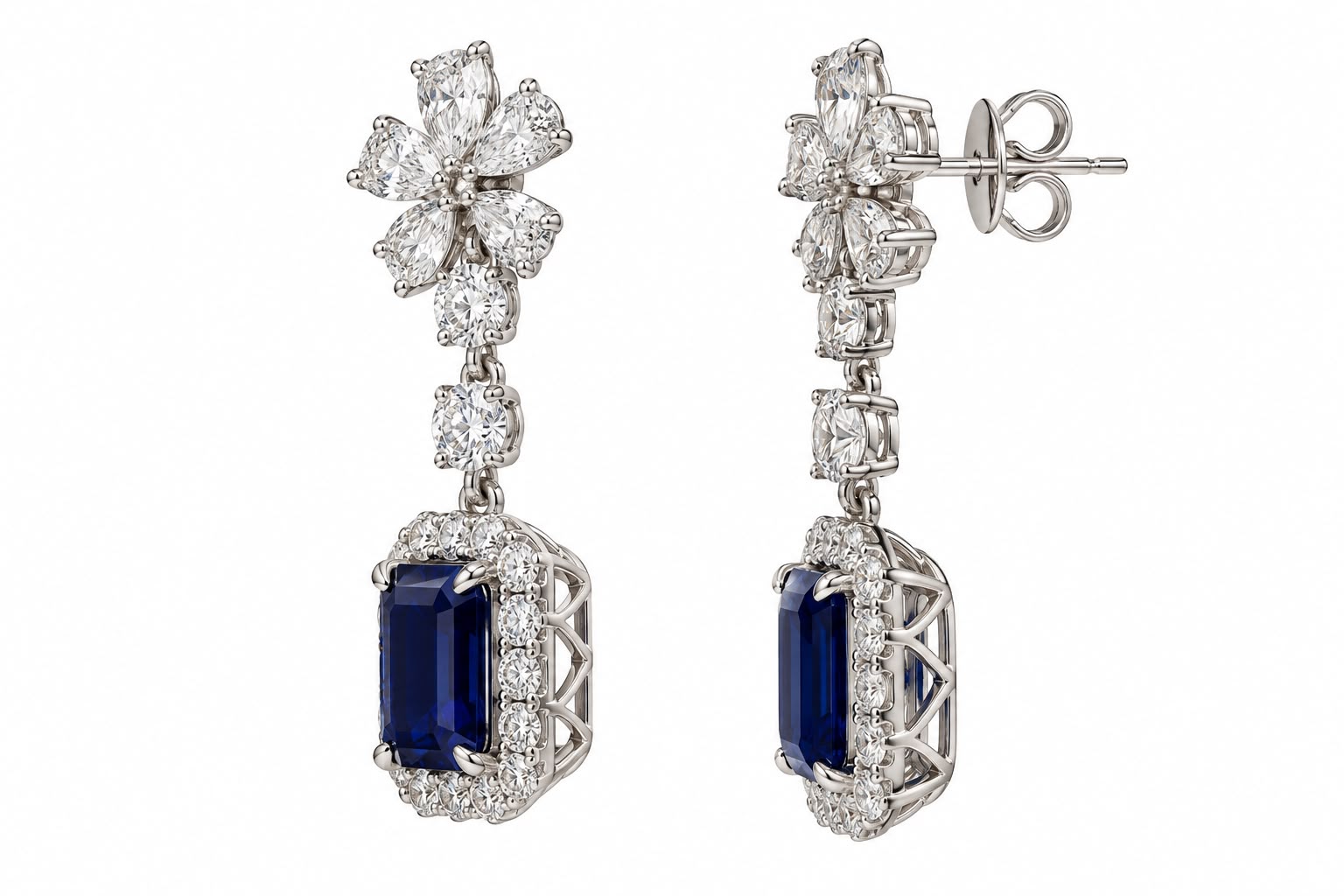14K WG Sapphire Drop Earrings