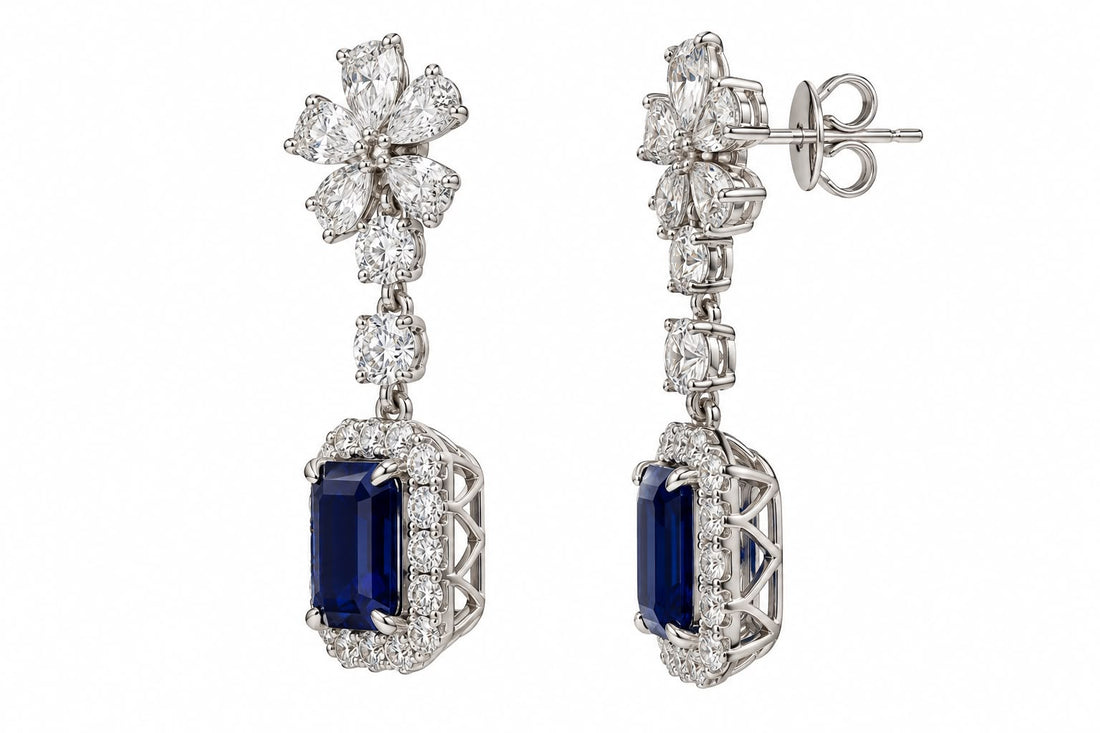 14K WG Sapphire Drop Earrings