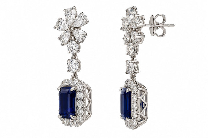 14K WG Sapphire Drop Earrings