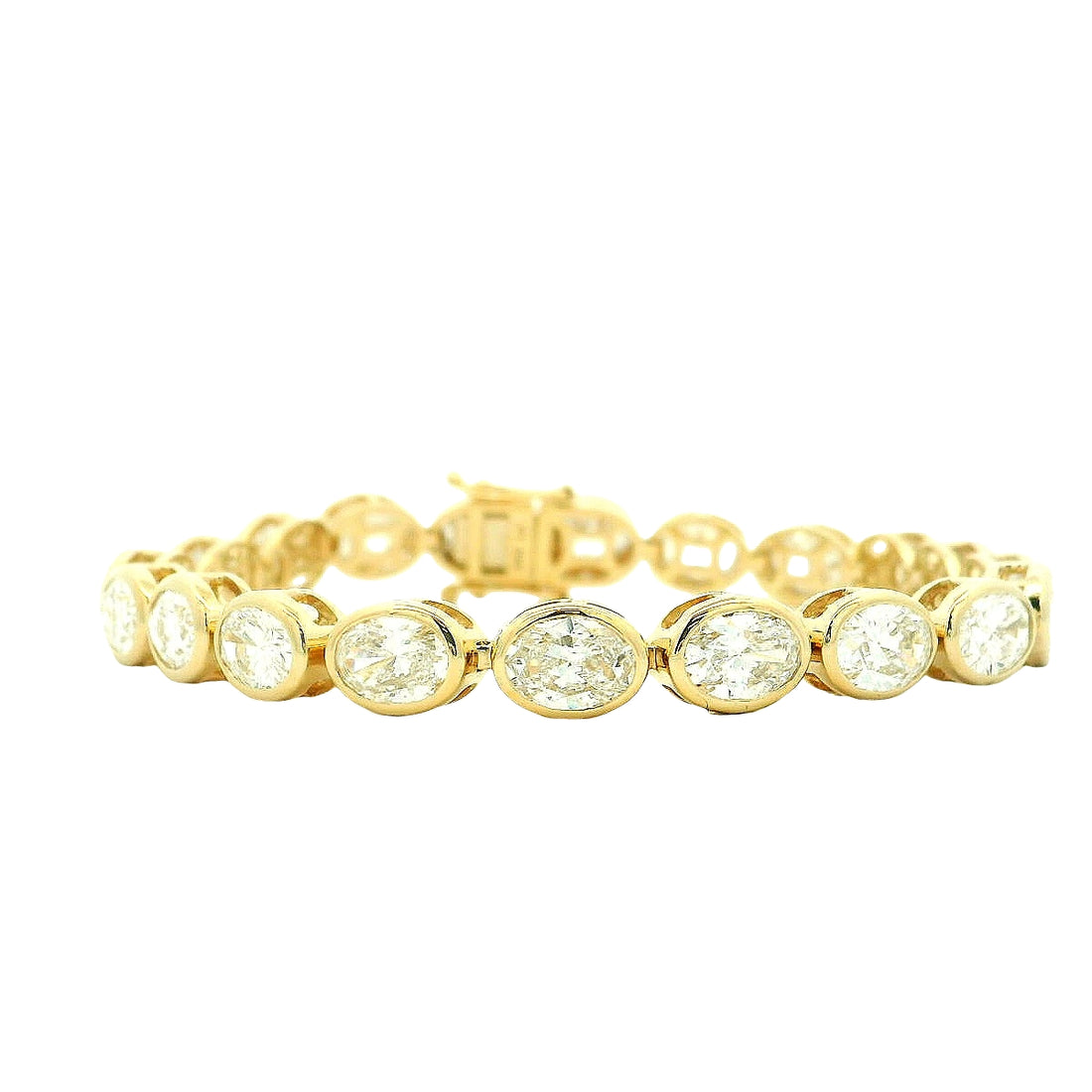 Oval Shape Tennis Bracelet in Yellow Gold
